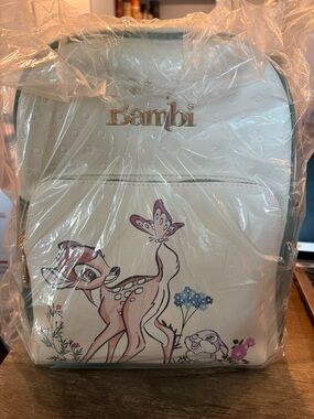 Primark White Bambi Backpack with Pastel Deer & Floral Print